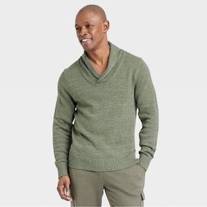 Goodfellow & Co Men's Shawl Collared Pullover Sweater Olive Green Size Medium